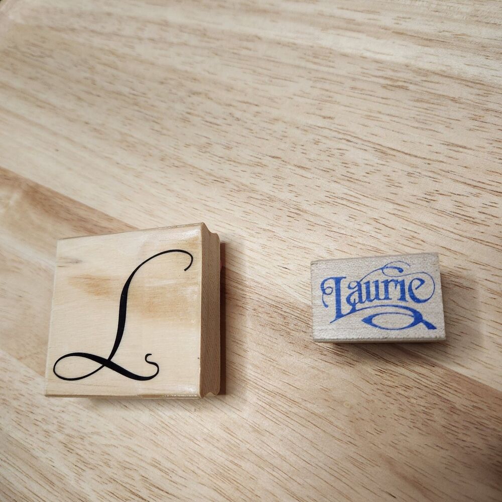 L Laurie Rubber Stamp Set 2 Wood Mounted Stamps Arts & Crafts